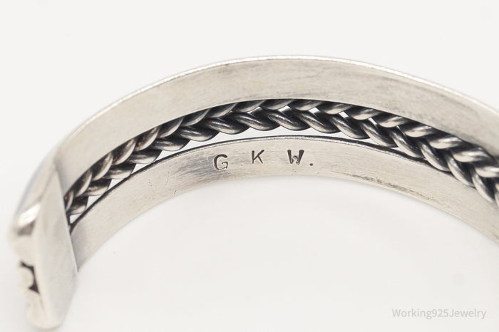 Vintage Native American Guy K Williams Sterling Silver Rope Cable Cuff Bracelet