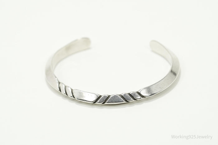 Vintage Native American Sterling Silver Cuff Bracelet - 6.25"