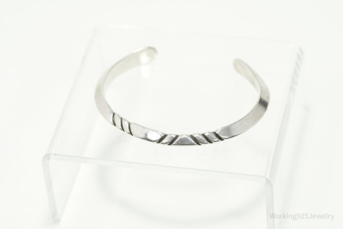 Vintage Native American Sterling Silver Cuff Bracelet - 6.25"