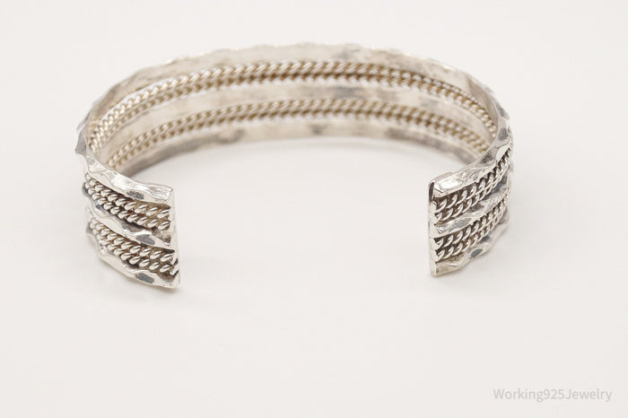 Vintage Native American Tahe Sterling Silver Rope Cable Cuff Bracelet