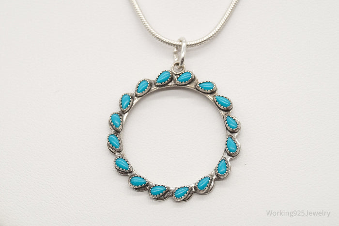 Vintage Native American Turquoise Sterling Silver Necklace