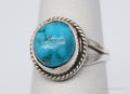 Vintage Native American Turquoise Unsigned Silver Ring - Size 2.75