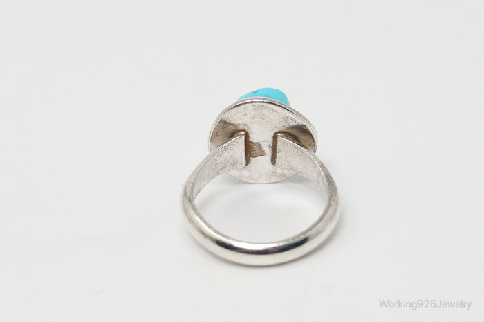 Vintage Native American Turquoise Unsigned Sterling Silver Ring - SZ 4.5