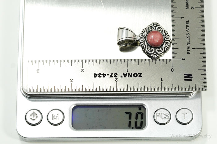 Vintage Native Carolyn Pollack Rhodonite Sterling Silver Pendant
