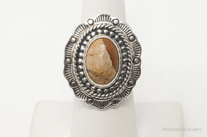 Vintage Native Designer Carolyn Pollack Jasper Sterling Silver Ring SZ 6.75