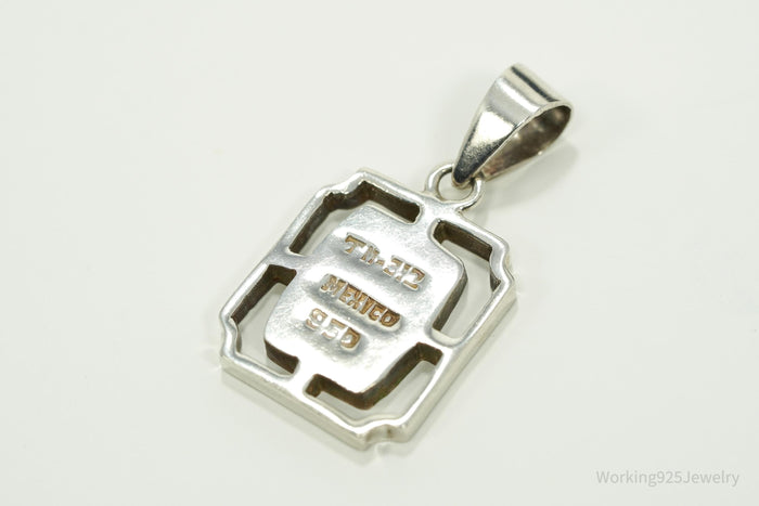 Vintage Opal Inlay Taxco 950 Silver Pendant