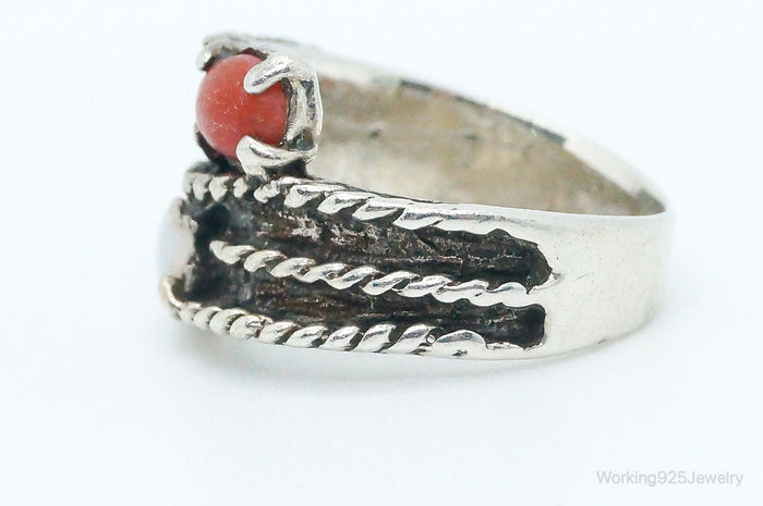 Vintage Opalite Coral Sterling Silver Ring - Size 5.25