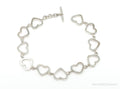 Vintage Open Heart Chain Link Sterling Silver Toggle Bracelet