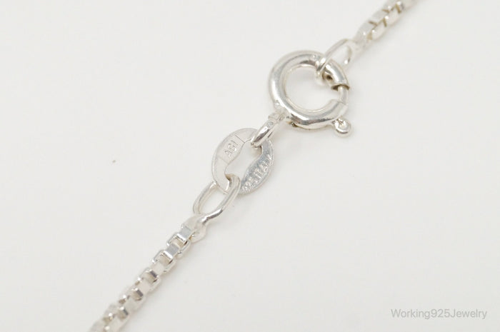 Vintage Open Heart Cubic Zirconia Mesh Sterling Silver Necklace