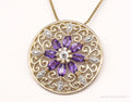 Vintage PAJ Amethyst Single Diamond Gold Vermeil Sterling Silver Necklace 18"