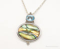 Vintage Paua Abalone Shell Blue Topaz Sterling Silver Necklace