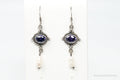 Vintage Pearl Amethyst Dangle Sterling Silver Earrings