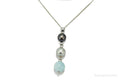 Vintage Pearl & Aquamarine Sterling Silver Necklace 18"