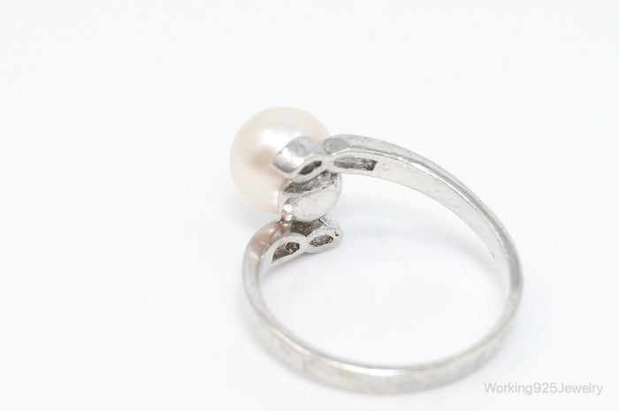 Vintage Pearl Sterling Silver Ring - Size 5.75