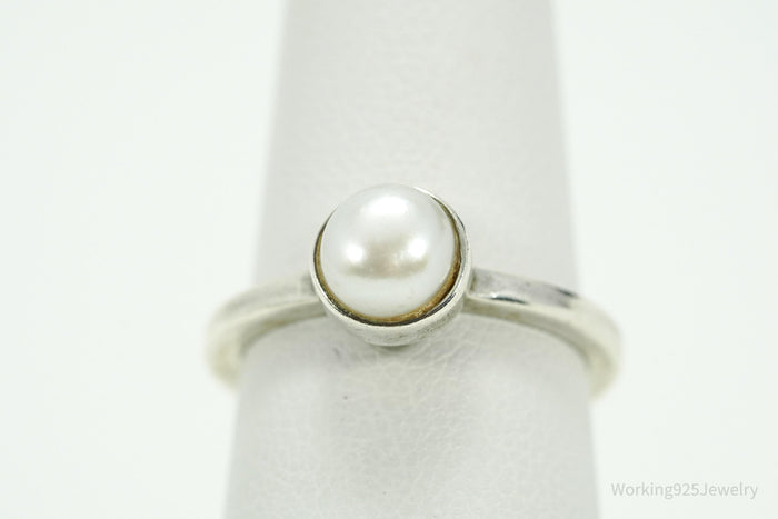 Vintage Pearl Sterling Silver Ring - Size 5