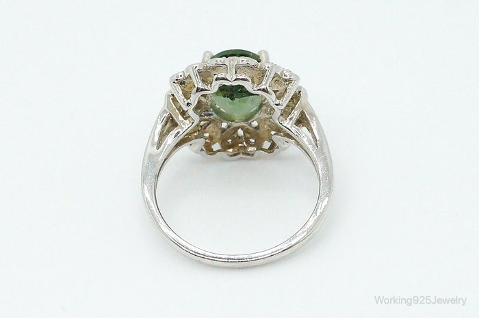 Vintage Peridot Cubic Zirconia Sterling Silver Ring - Size 7.25