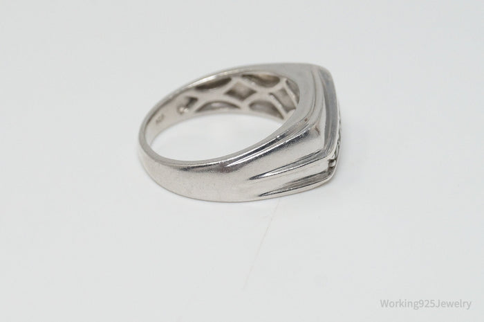 Vintage Peridot Sleek Sterling Silver Ring - Sz 12