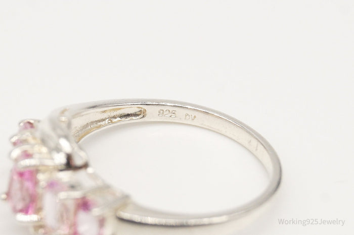 Vintage Pink Topaz Cubic Zirconia Sterling Silver Ring - Size 6