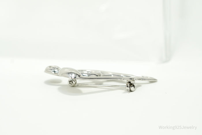Vintage Puffy Music Notes Sterling Silver Brooch Pin