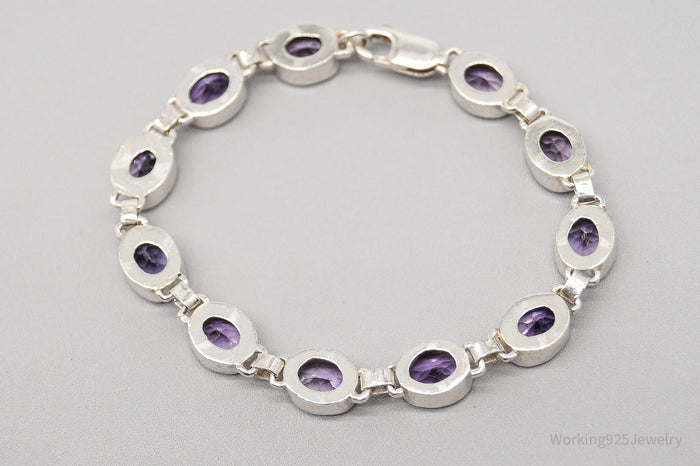 Vintage Purple Amethyst Sterling Silver Bracelet - 6 7/8"