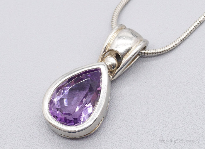 Vintage Purple Amethyst Sterling Silver Necklace - 20"