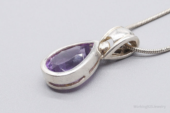Vintage Purple Amethyst Sterling Silver Necklace - 20"