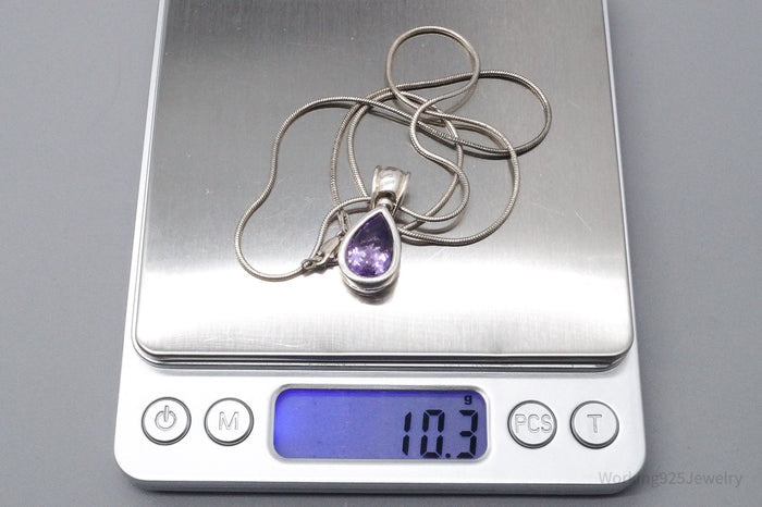 Vintage Purple Amethyst Sterling Silver Necklace - 20"
