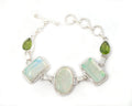 Vintage Rainbow Dichroic Glass Peridot Sterling Silver Toggle Bracelet