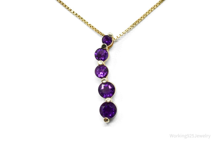 Vintage Ross Simons Amethyst Gold Vermeil Sterling Silver Necklace 18"