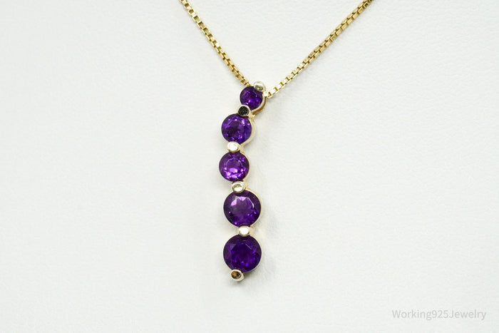 Vintage Ross Simons Amethyst Gold Vermeil Sterling Silver Necklace 18"