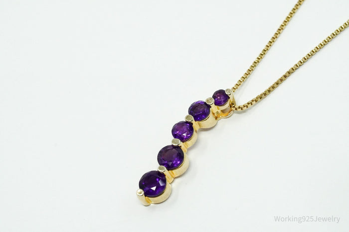 Vintage Ross Simons Amethyst Gold Vermeil Sterling Silver Necklace 18"