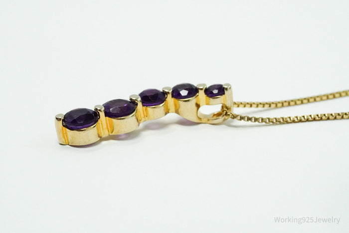 Vintage Ross Simons Amethyst Gold Vermeil Sterling Silver Necklace 18"