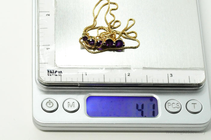 Vintage Ross Simons Amethyst Gold Vermeil Sterling Silver Necklace 18"