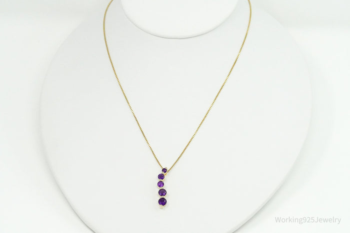 Vintage Ross Simons Amethyst Gold Vermeil Sterling Silver Necklace 18"