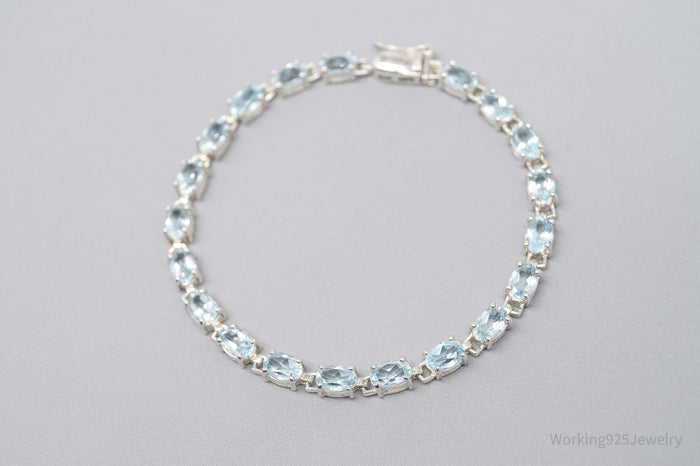 Vintage Ross Simons Blue Topaz Sterling Silver Bracelet 7 3/8"