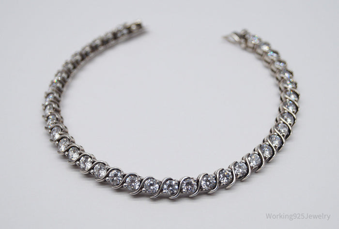 Vintage Ross Simons Cubic Zirconia Sterling Silver Tennis Bracelet 7 15/16"