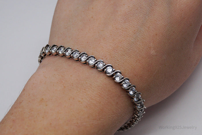 Vintage Ross Simons Cubic Zirconia Sterling Silver Tennis Bracelet 7 15/16"