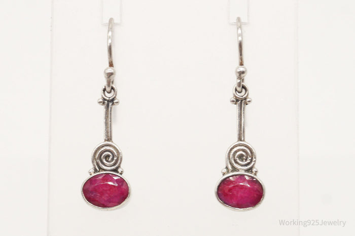 Vintage Ruby Sterling Silver Earrings