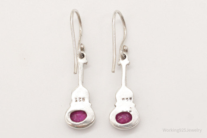 Vintage Ruby Sterling Silver Earrings