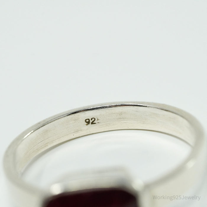 Vintage Ruby Sterling Silver Ring - Size 10.75