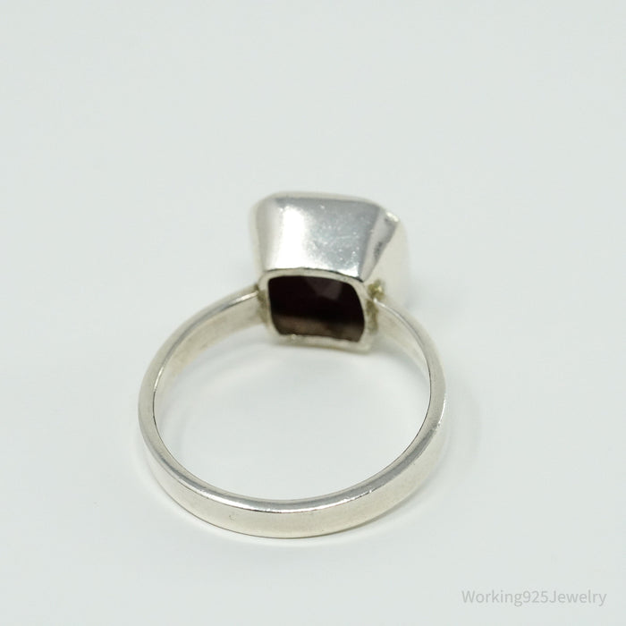 Vintage Ruby Sterling Silver Ring - Size 10.75