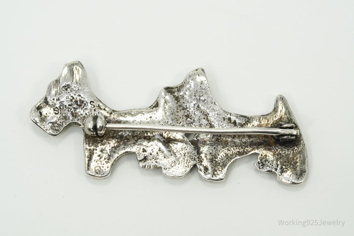Vintage Scottish Scottie Dogs Sterling Silver Brooch Pin