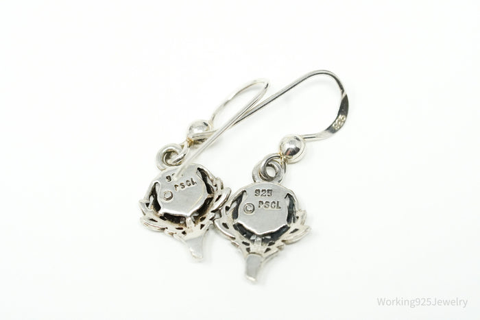 Vintage Scottish Thistle Sterling Silver Earrings