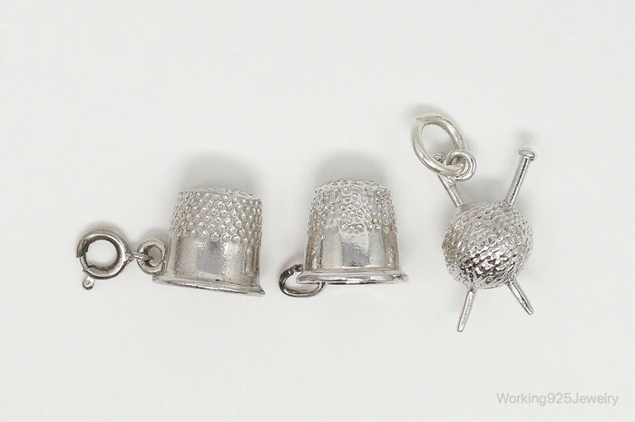 Vintage Sewing Knitting Crocheting Hobby Sterling Silver Charms Lot