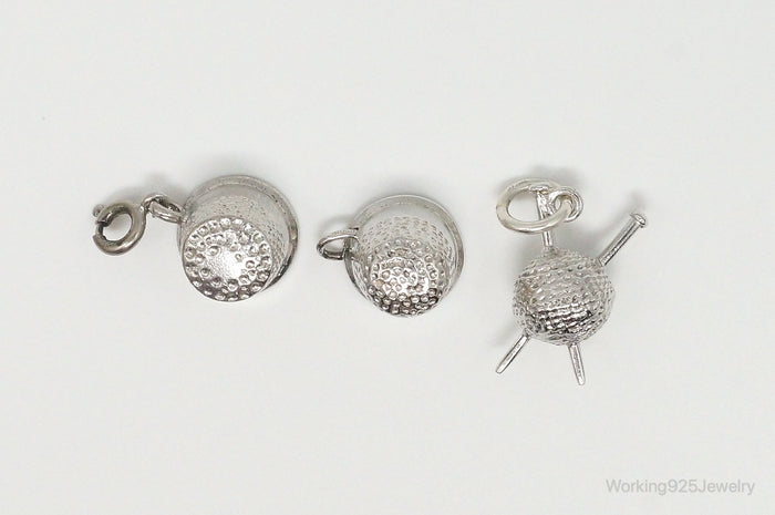 Vintage Sewing Knitting Crocheting Hobby Sterling Silver Charms Lot