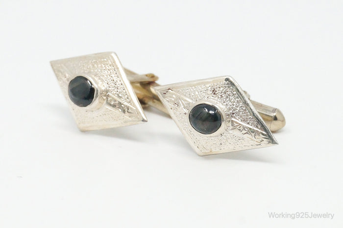 Vintage Siam Dark Stone Sterling Silver Cufflinks
