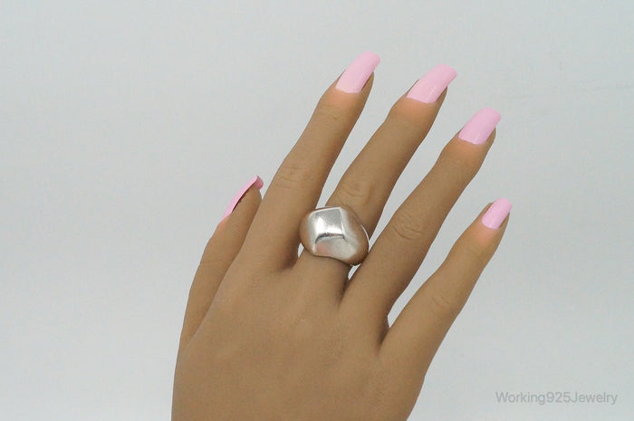 Vintage Sleek Modern Sterling Silver Dome Ring - Size 7.25