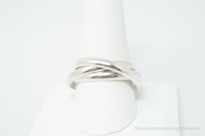 Vintage Sleek Southwestern Style Intertwined Sterling Silver Stacker Rings Sz 12