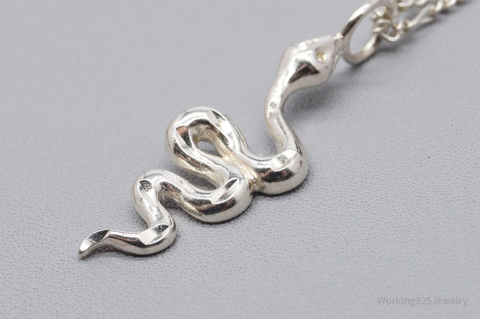 Vintage Snake Sterling Silver Chain Necklace 18"