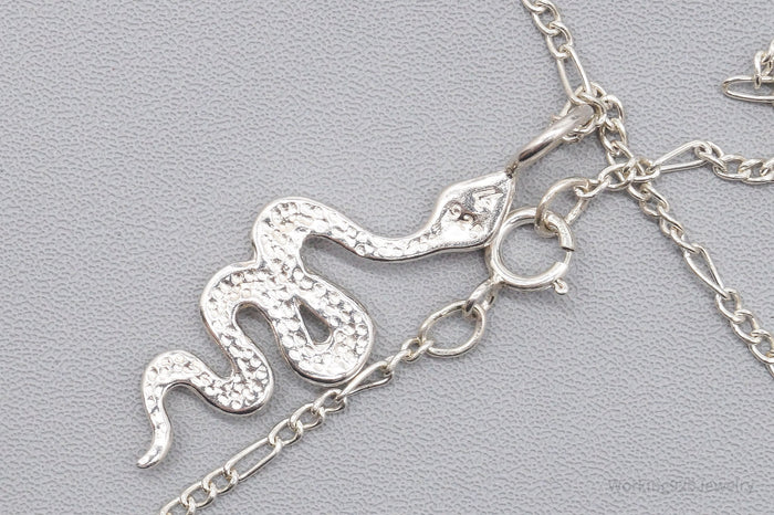 Vintage Snake Sterling Silver Chain Necklace 18"